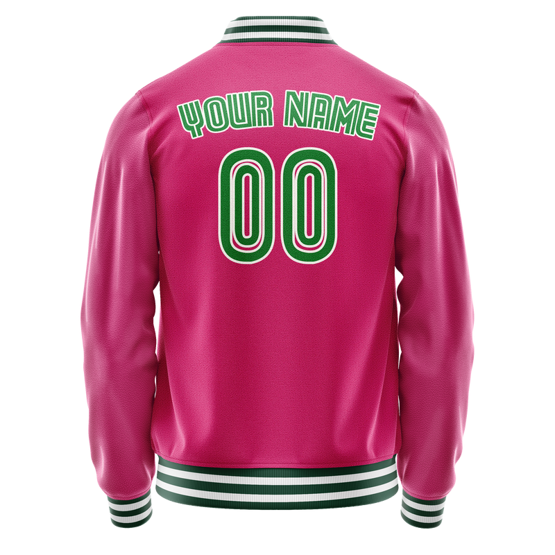 Custom Pink Neon-Green Solid Color Varsity Letterman Jacket JA02240617SH325