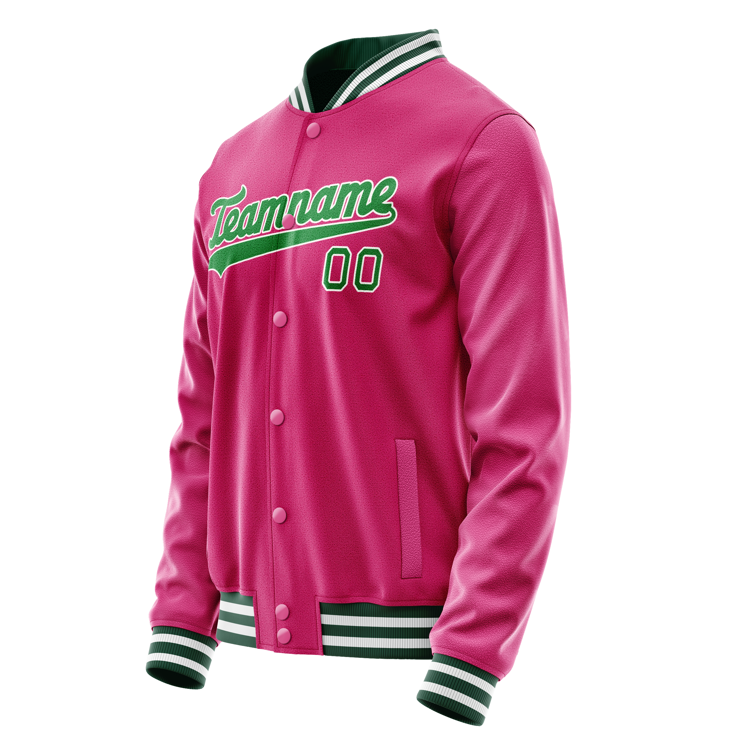 Custom Pink Neon-Green Solid Color Varsity Letterman Jacket JA02240617SH325