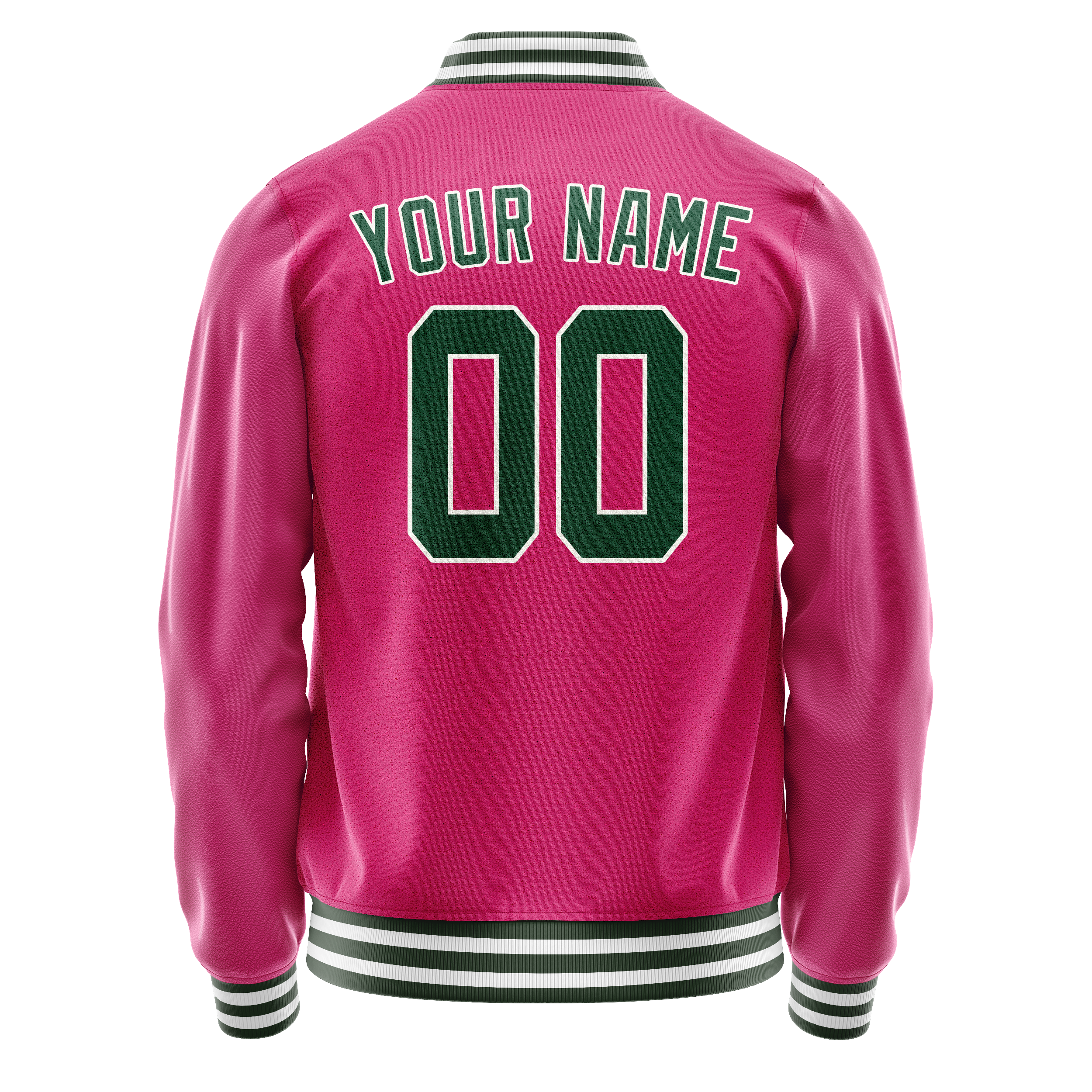Custom Pink Kelly-Green Solid Color Varsity Letterman Jacket JA02240617SH301