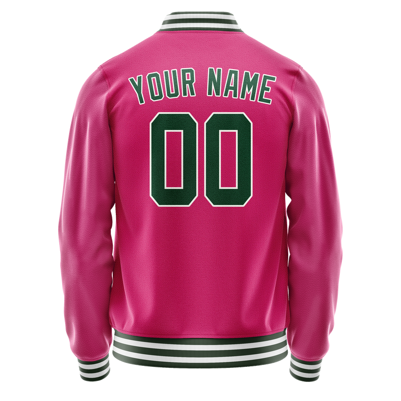 Custom Pink Kelly-Green Solid Color Varsity Letterman Jacket JA02240617SH301
