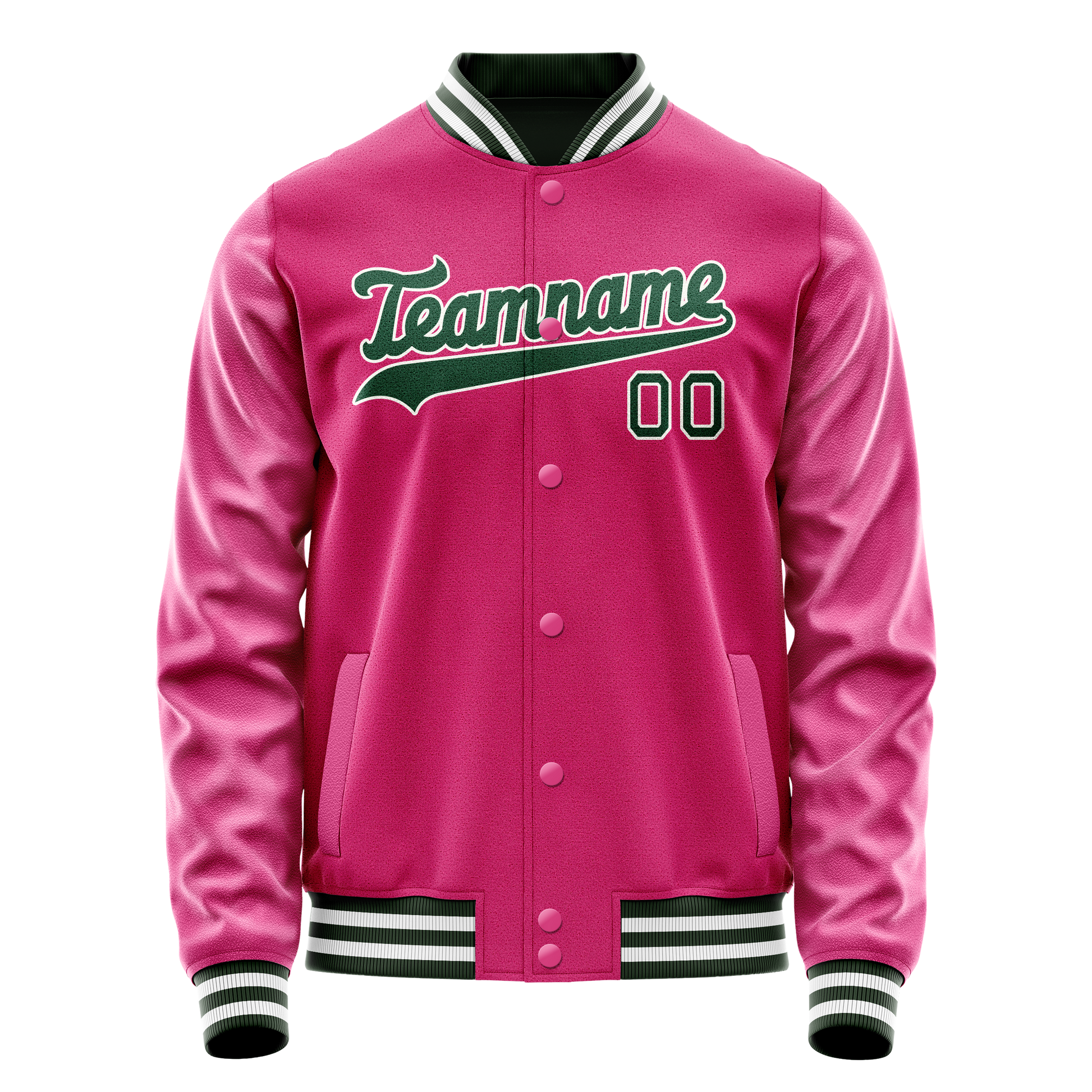 Custom Pink Kelly-Green Solid Color Varsity Letterman Jacket JA02240617SH301