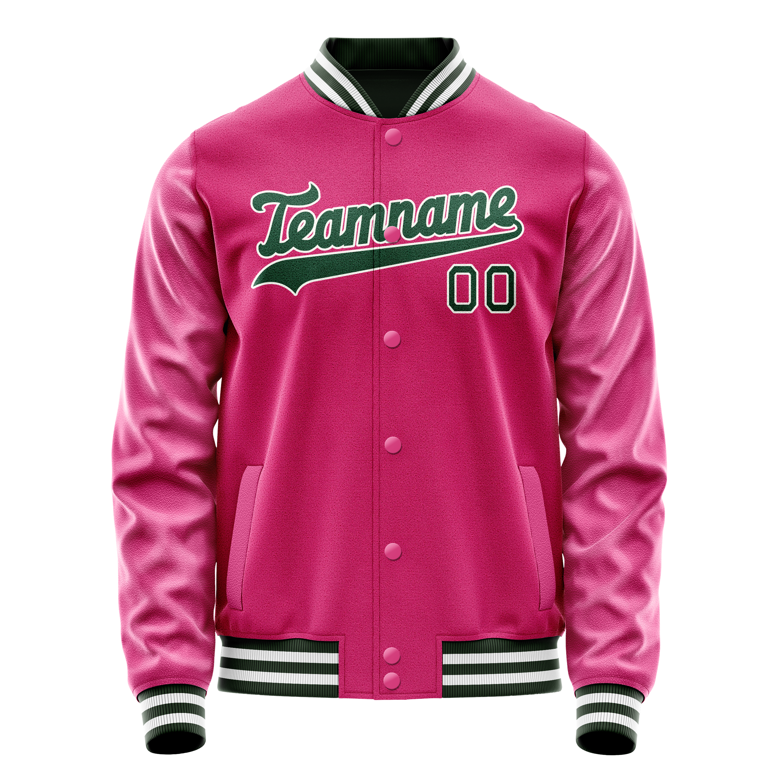 Custom Pink Kelly-Green Solid Color Varsity Letterman Jacket JA02240617SH301