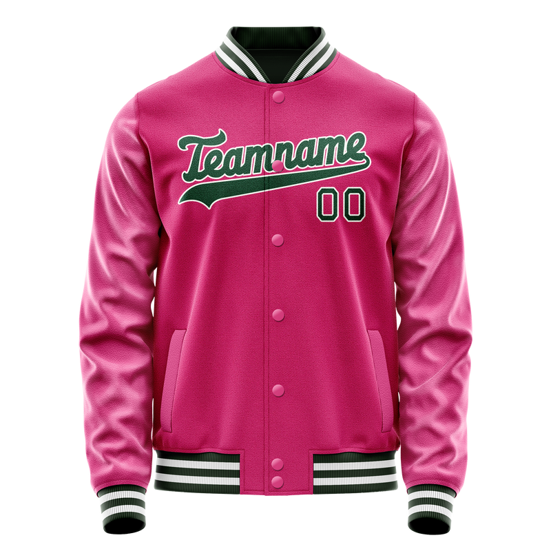 Custom Pink Kelly-Green Solid Color Varsity Letterman Jacket JA02240617SH301