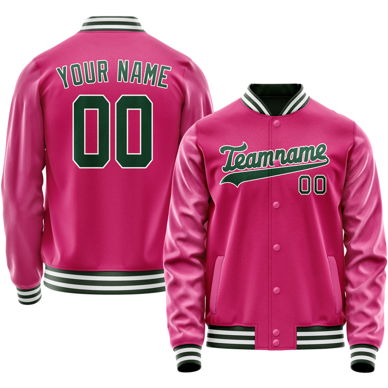 Custom Pink Kelly-Green Solid Color Varsity Letterman Jacket JA02240617SH301
