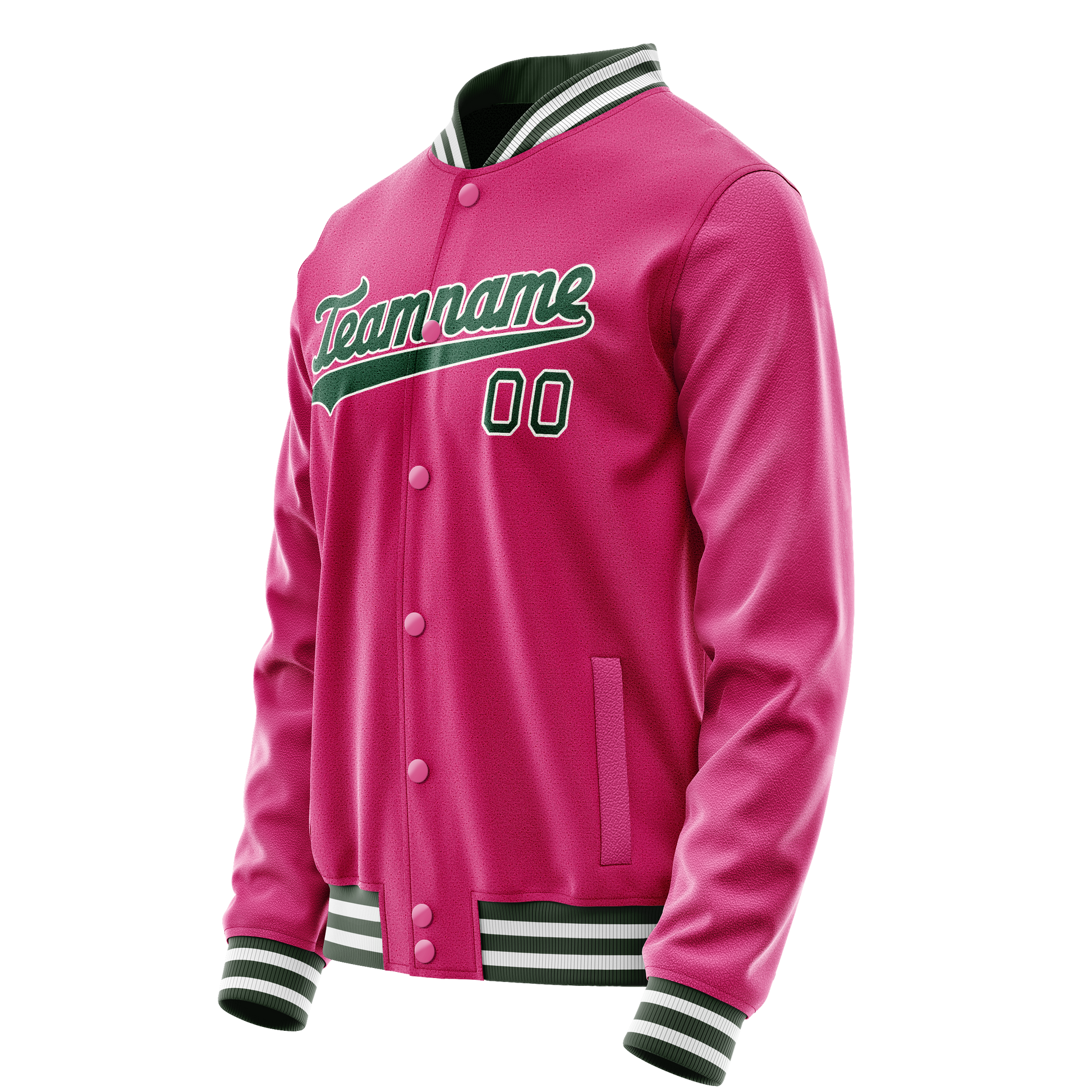 Custom Pink Kelly-Green Solid Color Varsity Letterman Jacket JA02240617SH301