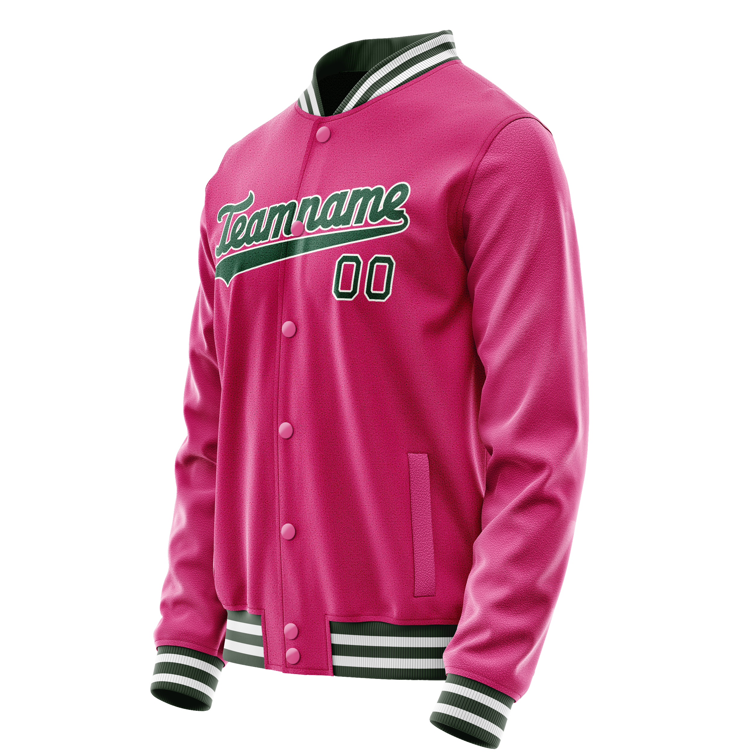 Custom Pink Kelly-Green Solid Color Varsity Letterman Jacket JA02240617SH301
