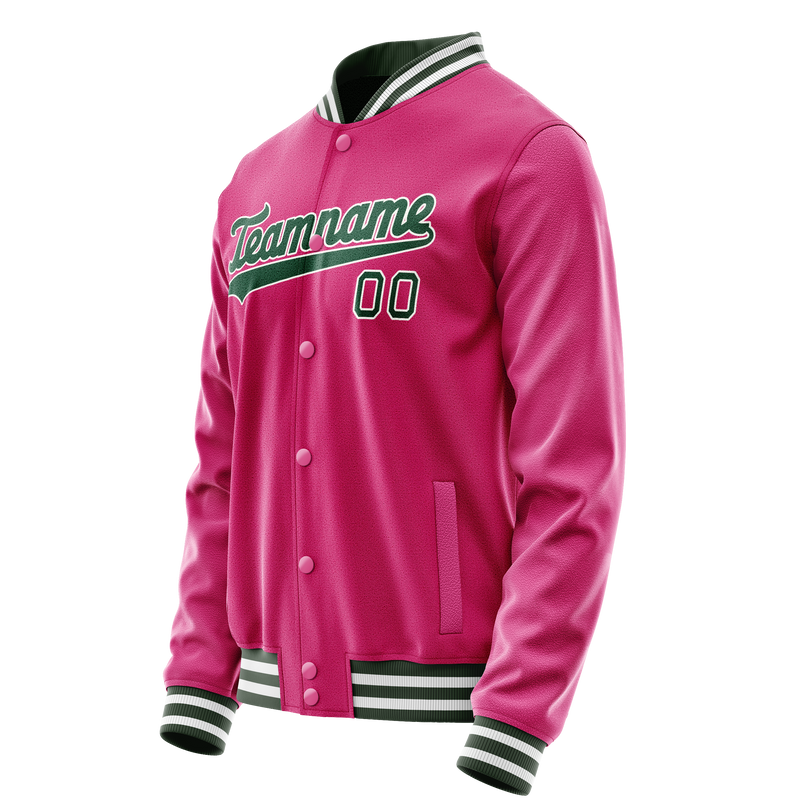 Custom Pink Kelly-Green Solid Color Varsity Letterman Jacket JA02240617SH301