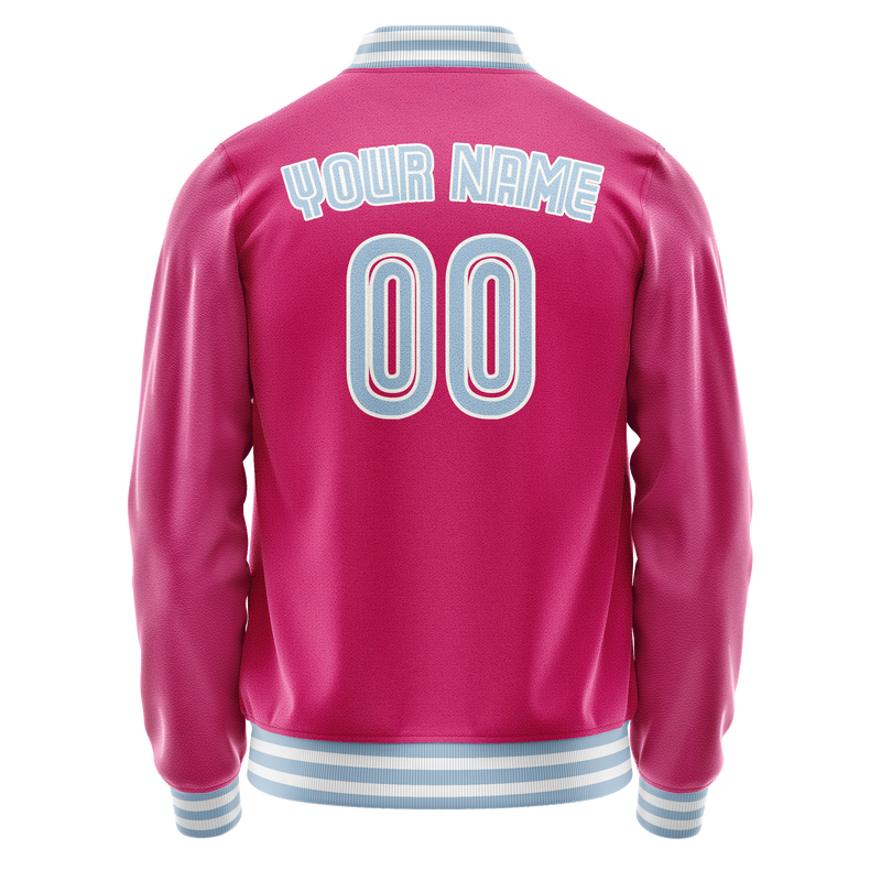 Custom Pink Light-Blue Solid Color Varsity Letterman Jacket JA02240617SH299