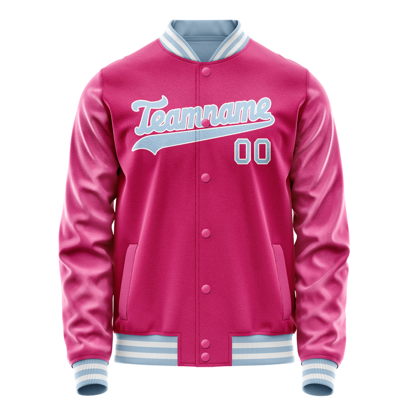 Custom Pink Light-Blue Solid Color Varsity Letterman Jacket JA02240617SH299