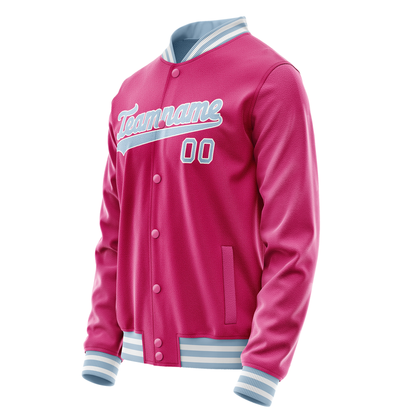 Custom Pink Light-Blue Solid Color Varsity Letterman Jacket JA02240617SH299