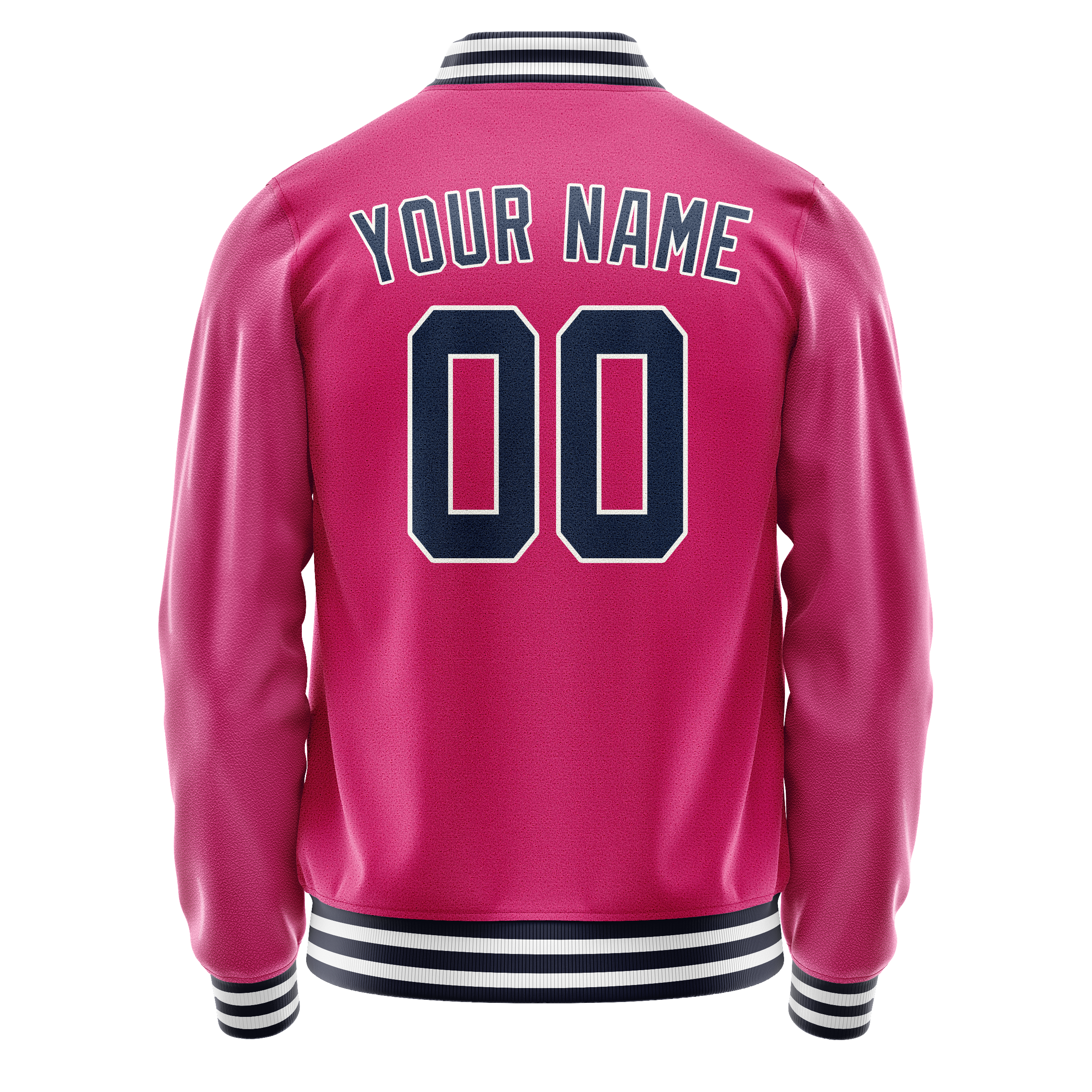 Custom Pink Navy Solid Color Varsity Letterman Jacket JA02240617SH315
