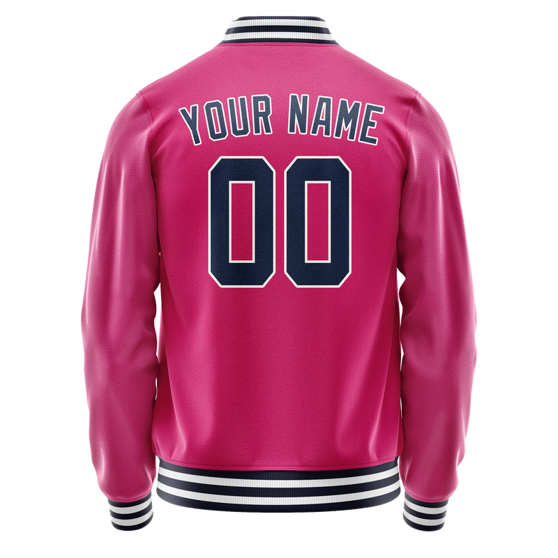 Custom Pink Navy Solid Color Varsity Letterman Jacket JA02240617SH315