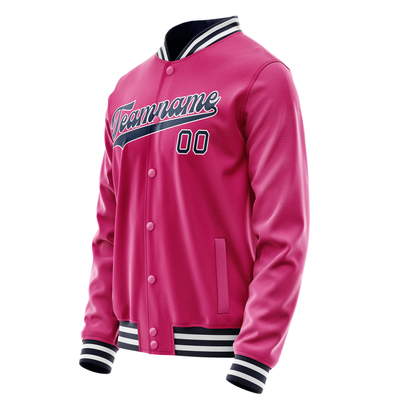 Custom Pink Navy Solid Color Varsity Letterman Jacket JA02240617SH315