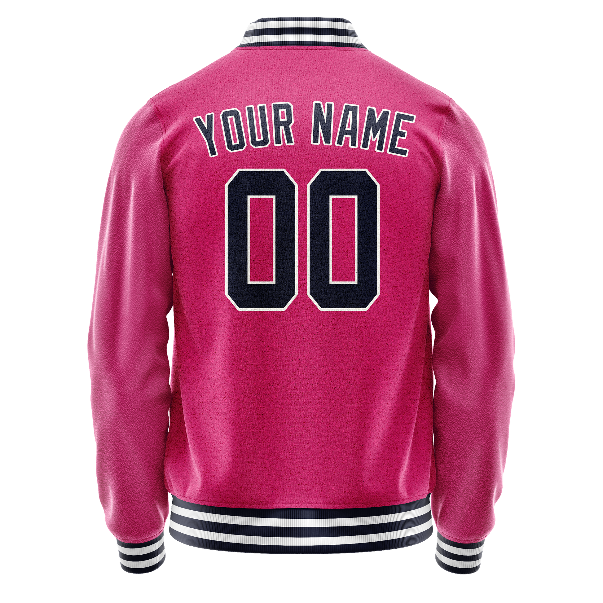 Custom Pink Black Solid Color Varsity Letterman Jacket JA02240617SH318