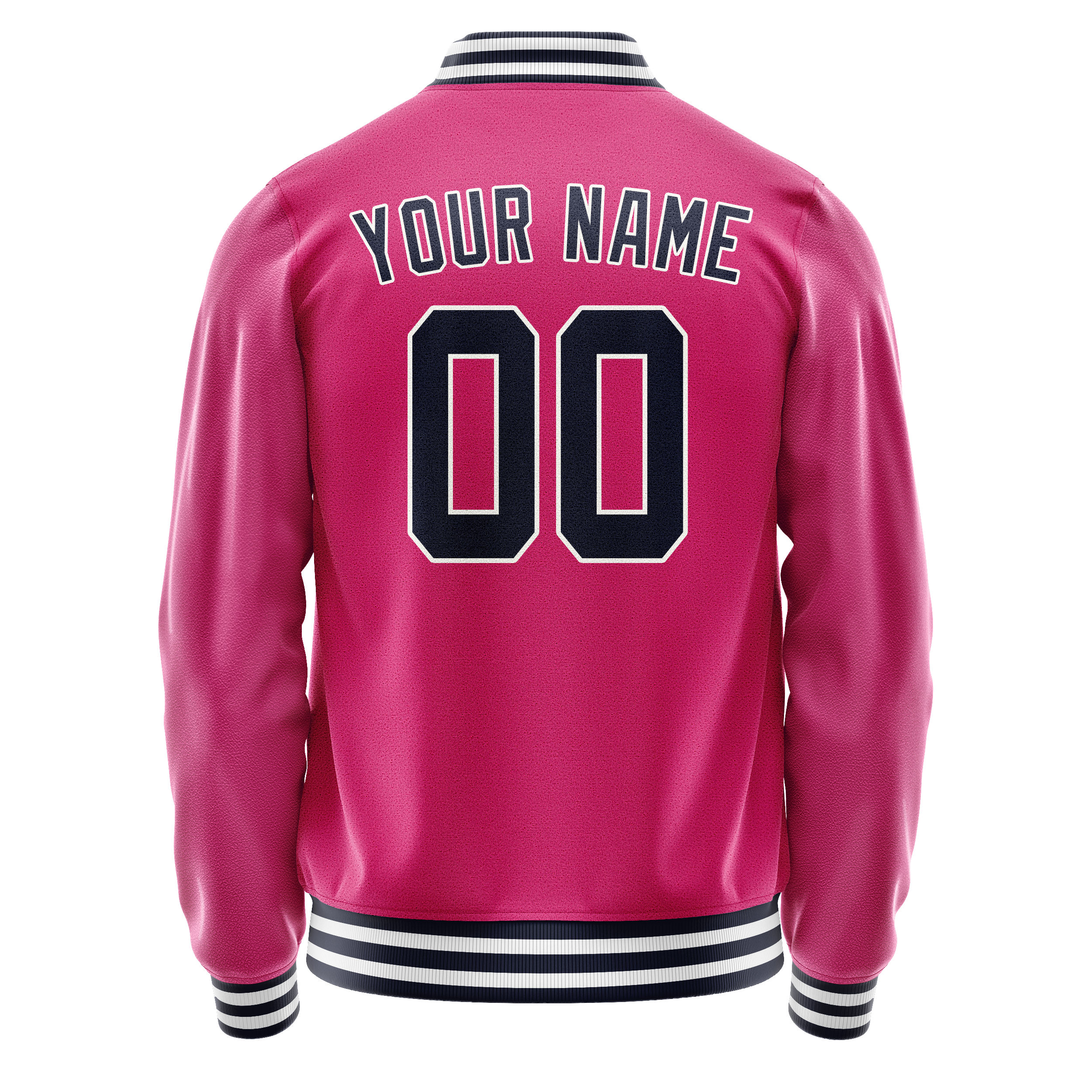 Custom Pink Black Solid Color Varsity Letterman Jacket JA02240617SH318