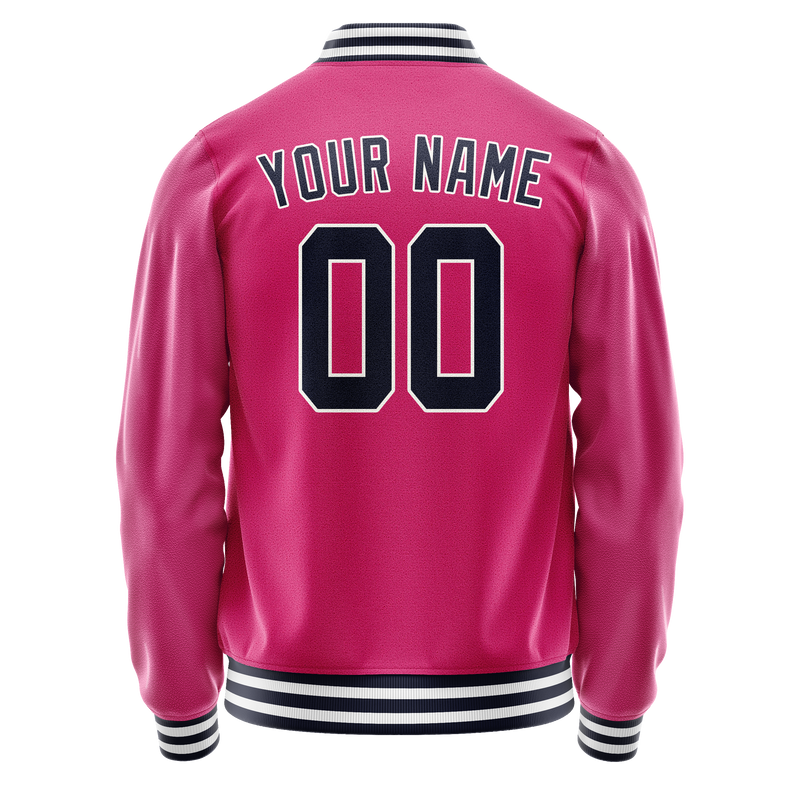 Custom Pink Black Solid Color Varsity Letterman Jacket JA02240617SH318