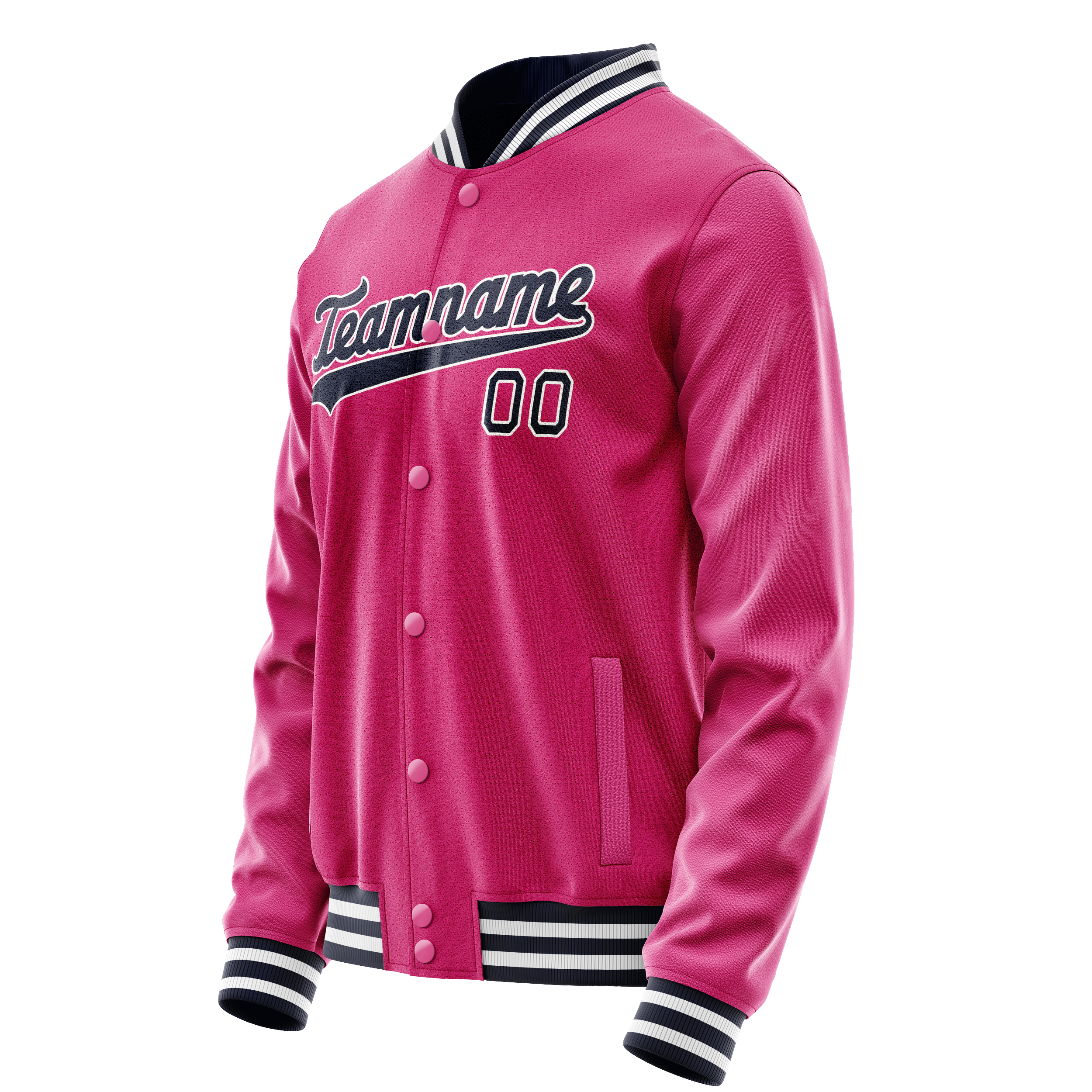 Custom Pink Black Solid Color Varsity Letterman Jacket JA02240617SH318