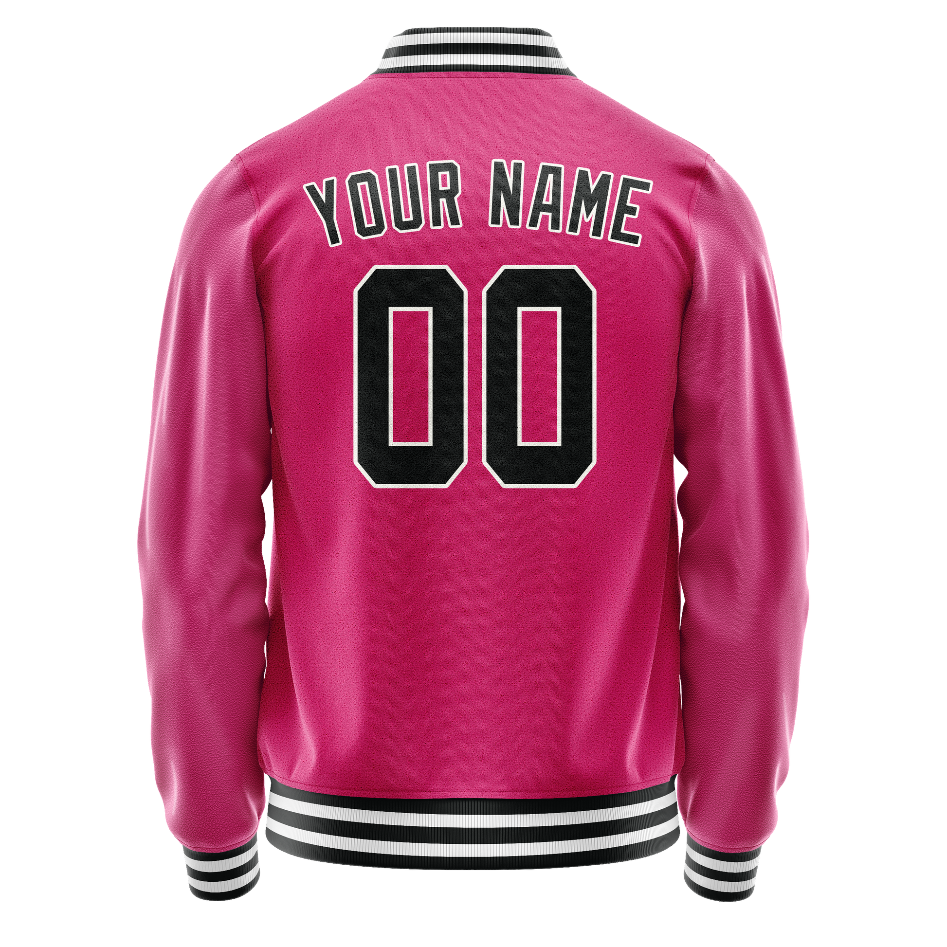 Custom Pink Black Solid Color Varsity Letterman Jacket JA02240617SH300