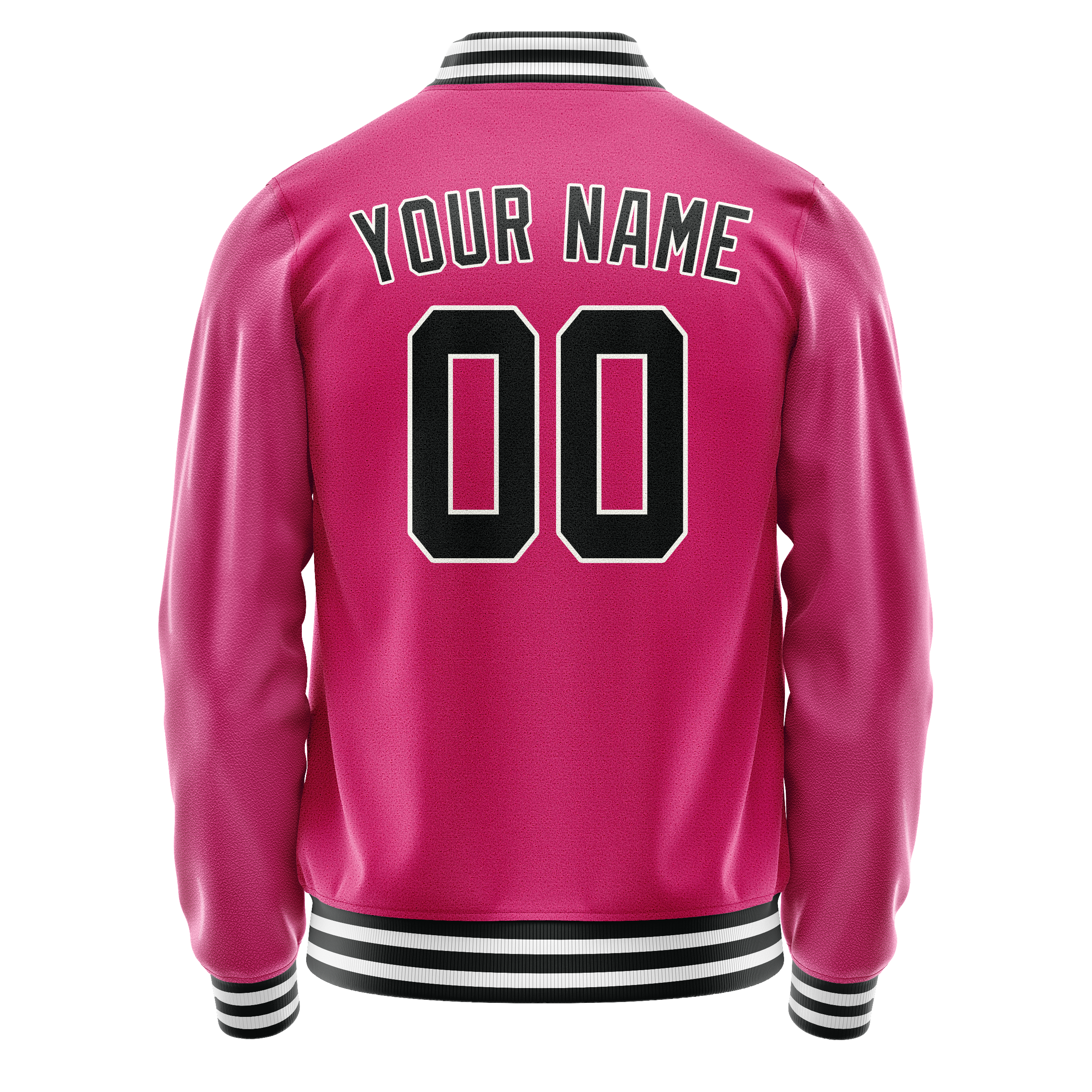 Custom Pink Black Solid Color Varsity Letterman Jacket JA02240617SH300