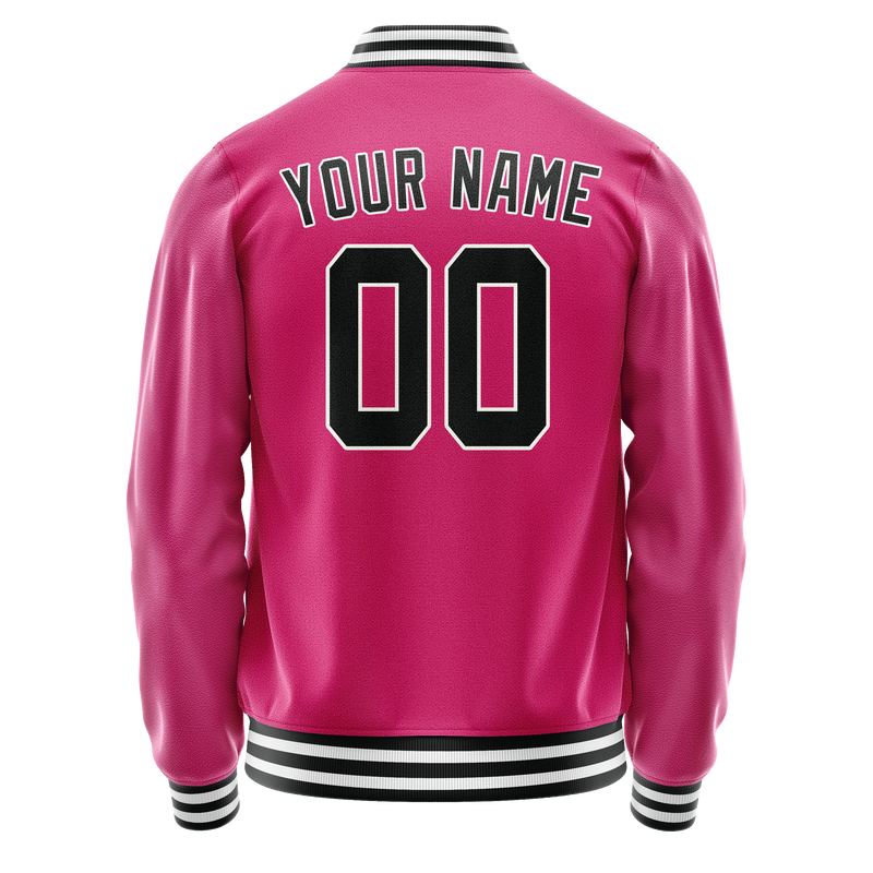 Custom Pink Black Solid Color Varsity Letterman Jacket JA02240617SH300