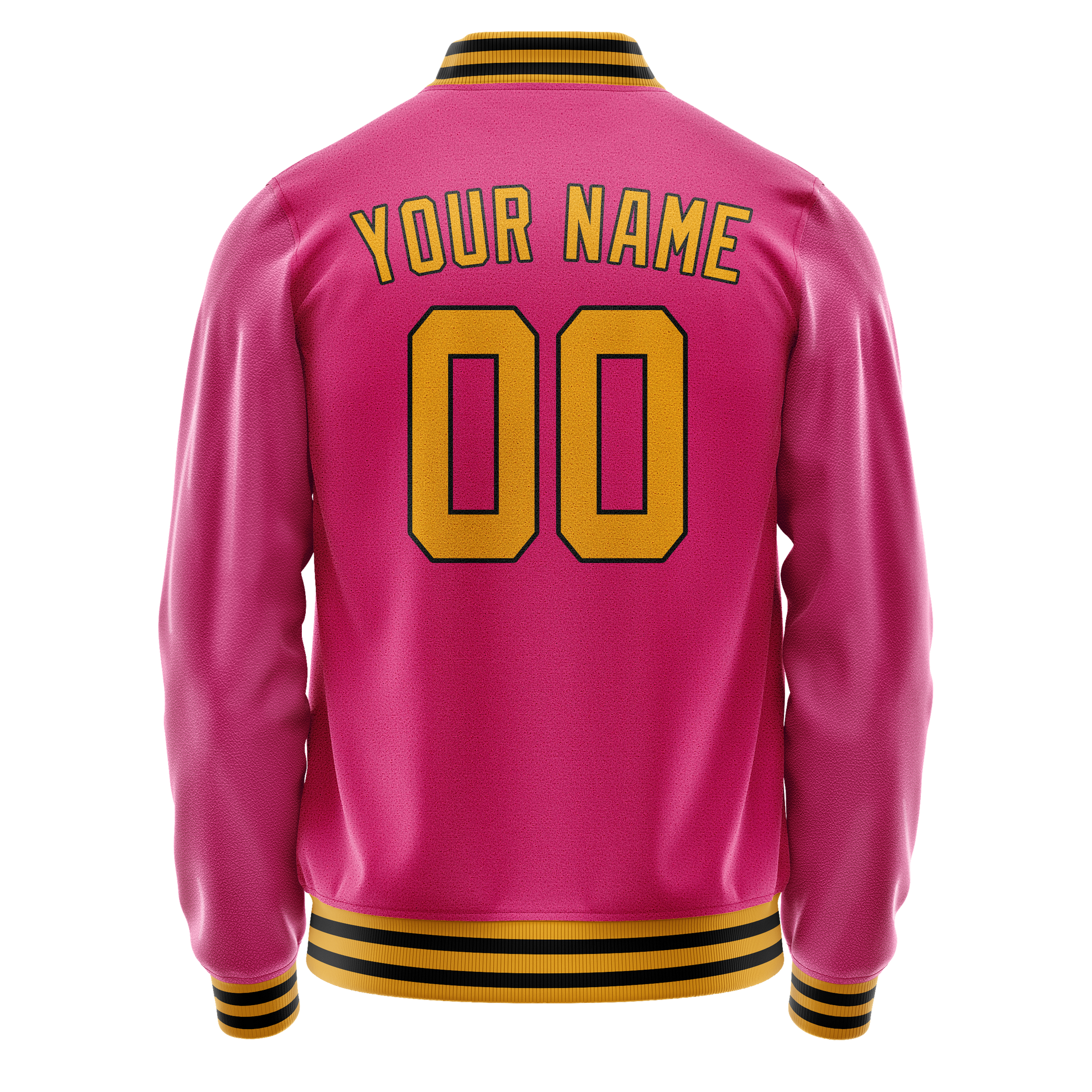 Custom Pink Old-Gold Solid Color Varsity Letterman Jacket JA02240617SH321