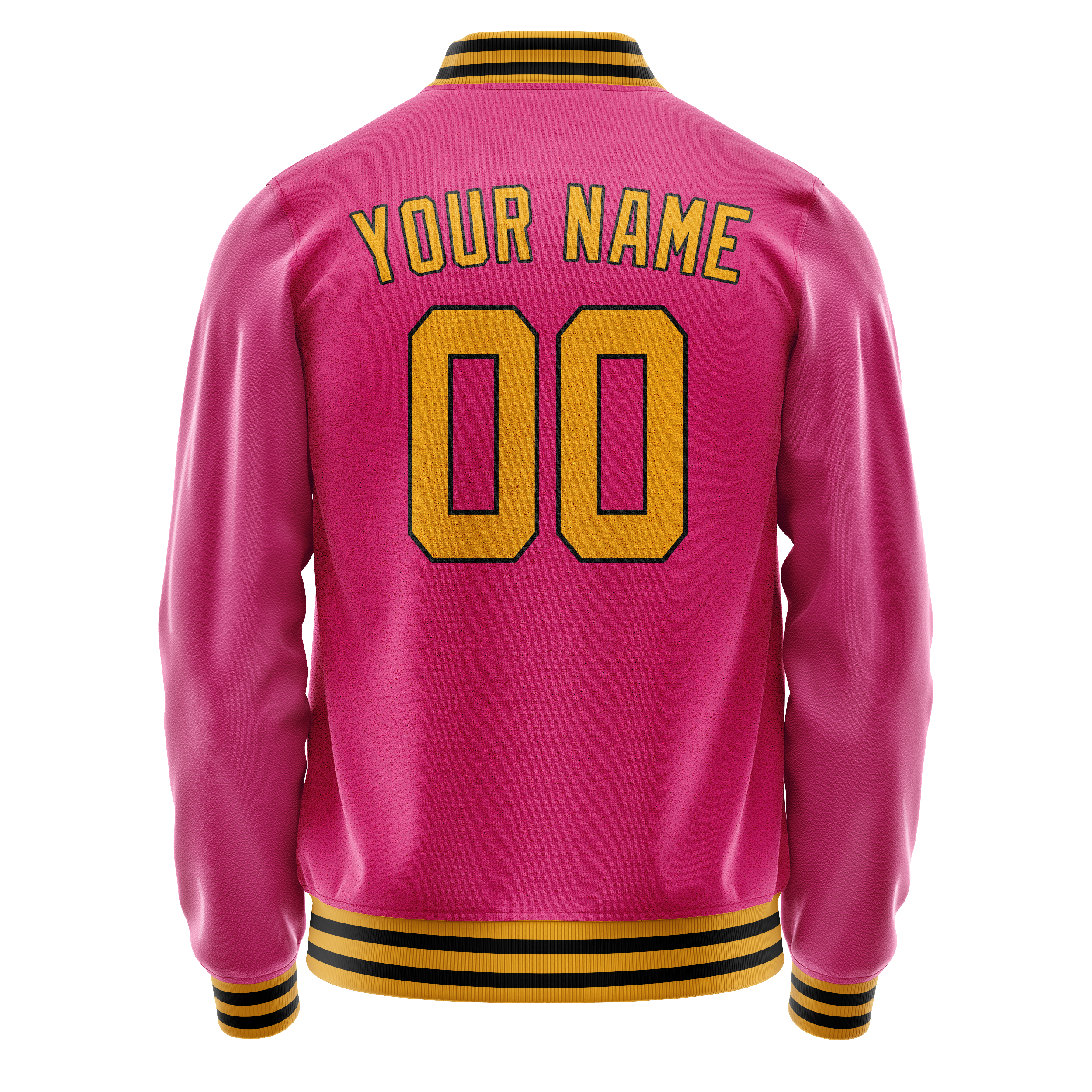 Custom Pink Old-Gold Solid Color Varsity Letterman Jacket JA02240617SH321