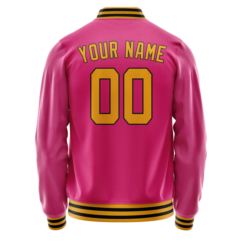 Custom Pink Old-Gold Solid Color Varsity Letterman Jacket JA02240617SH321
