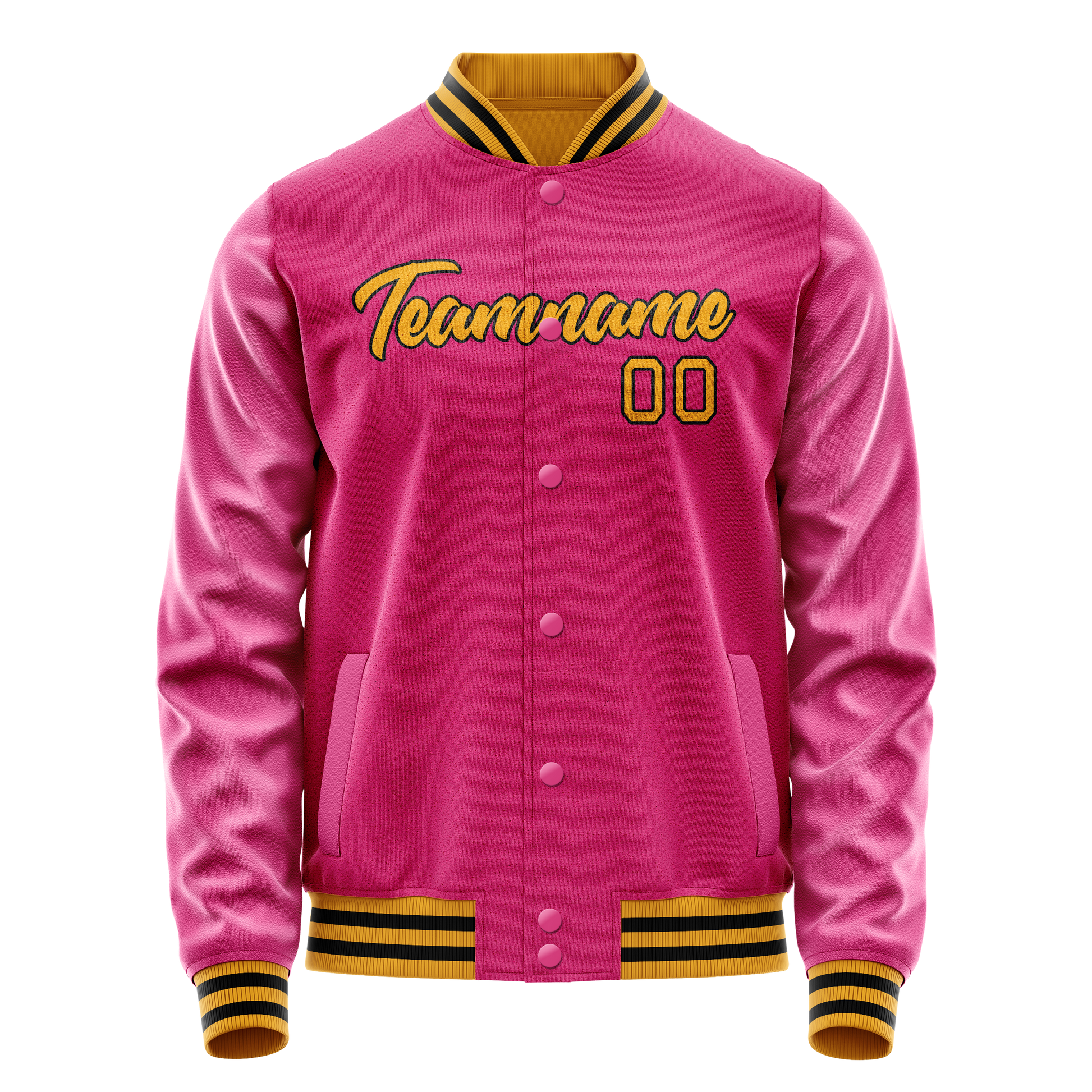 Custom Pink Old-Gold Solid Color Varsity Letterman Jacket JA02240617SH321