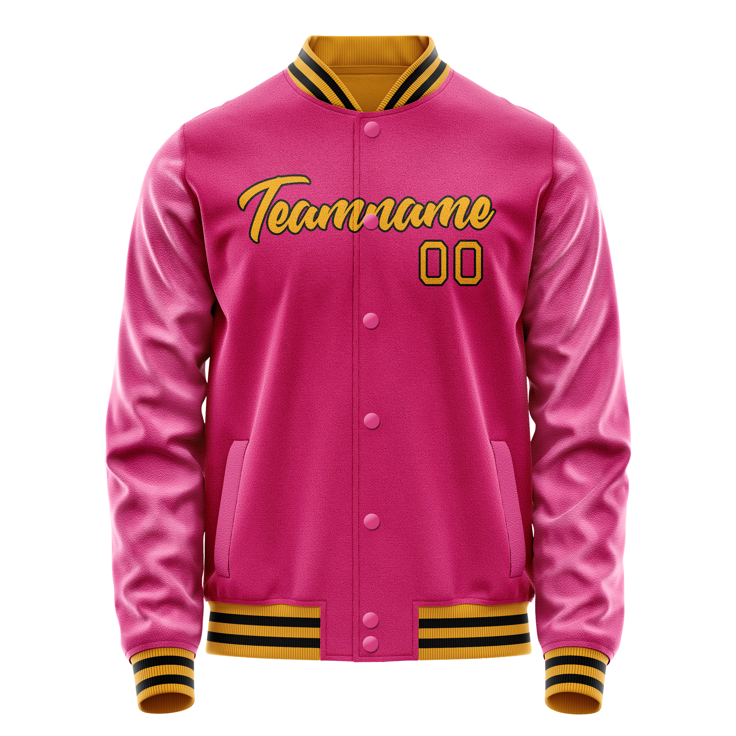 Custom Pink Old-Gold Solid Color Varsity Letterman Jacket JA02240617SH321