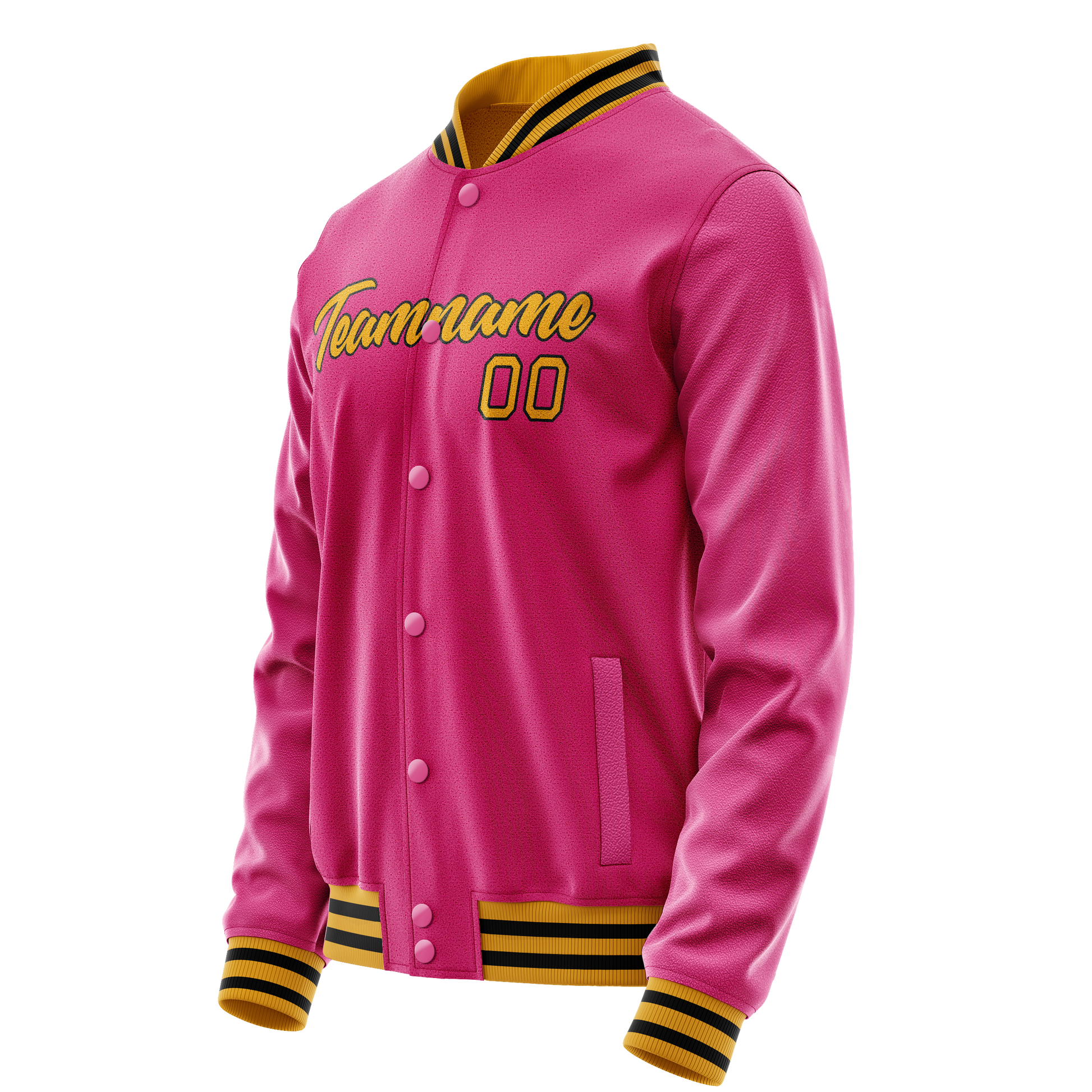 Custom Pink Old-Gold Solid Color Varsity Letterman Jacket JA02240617SH321