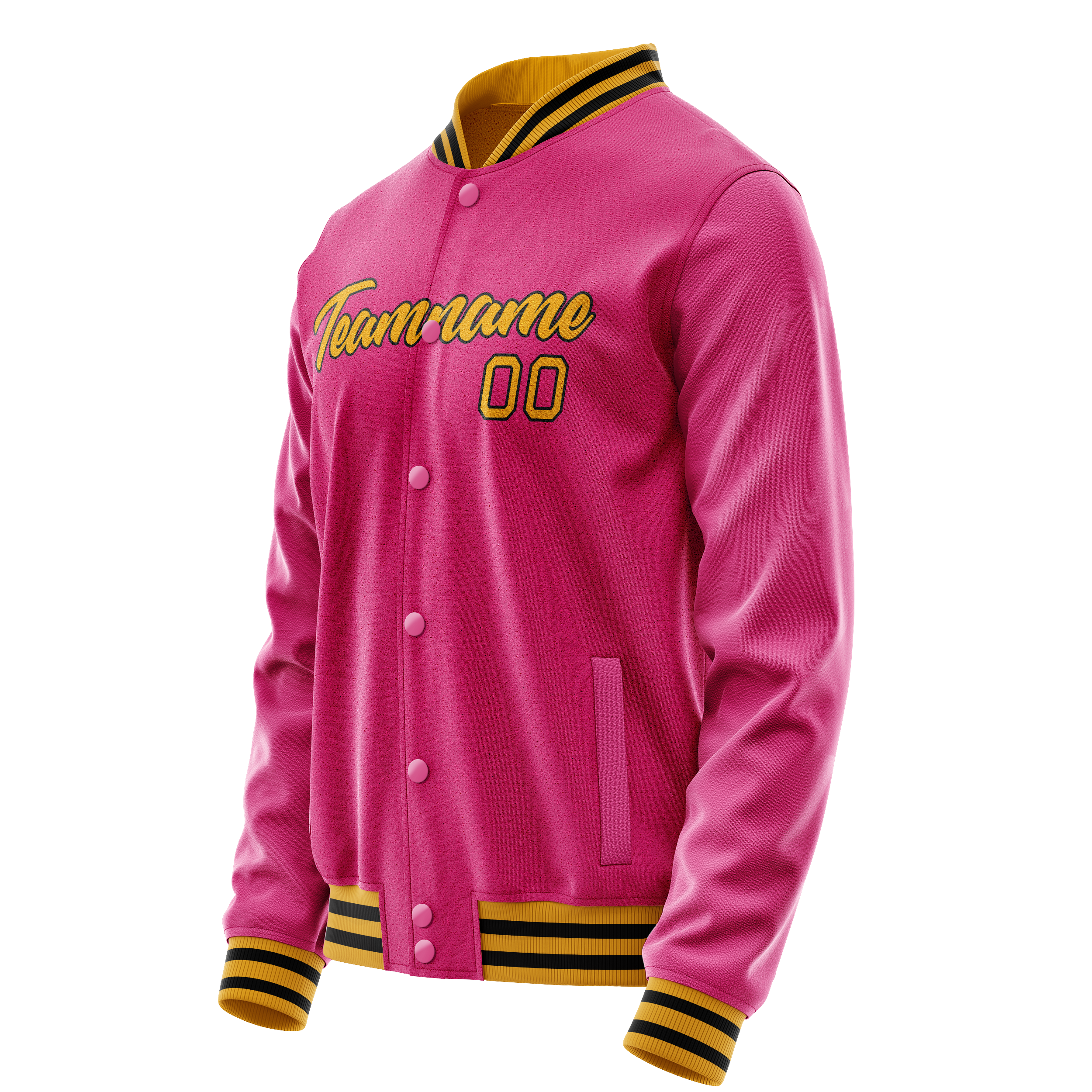 Custom Pink Old-Gold Solid Color Varsity Letterman Jacket JA02240617SH321