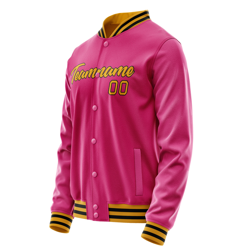 Custom Pink Old-Gold Solid Color Varsity Letterman Jacket JA02240617SH321