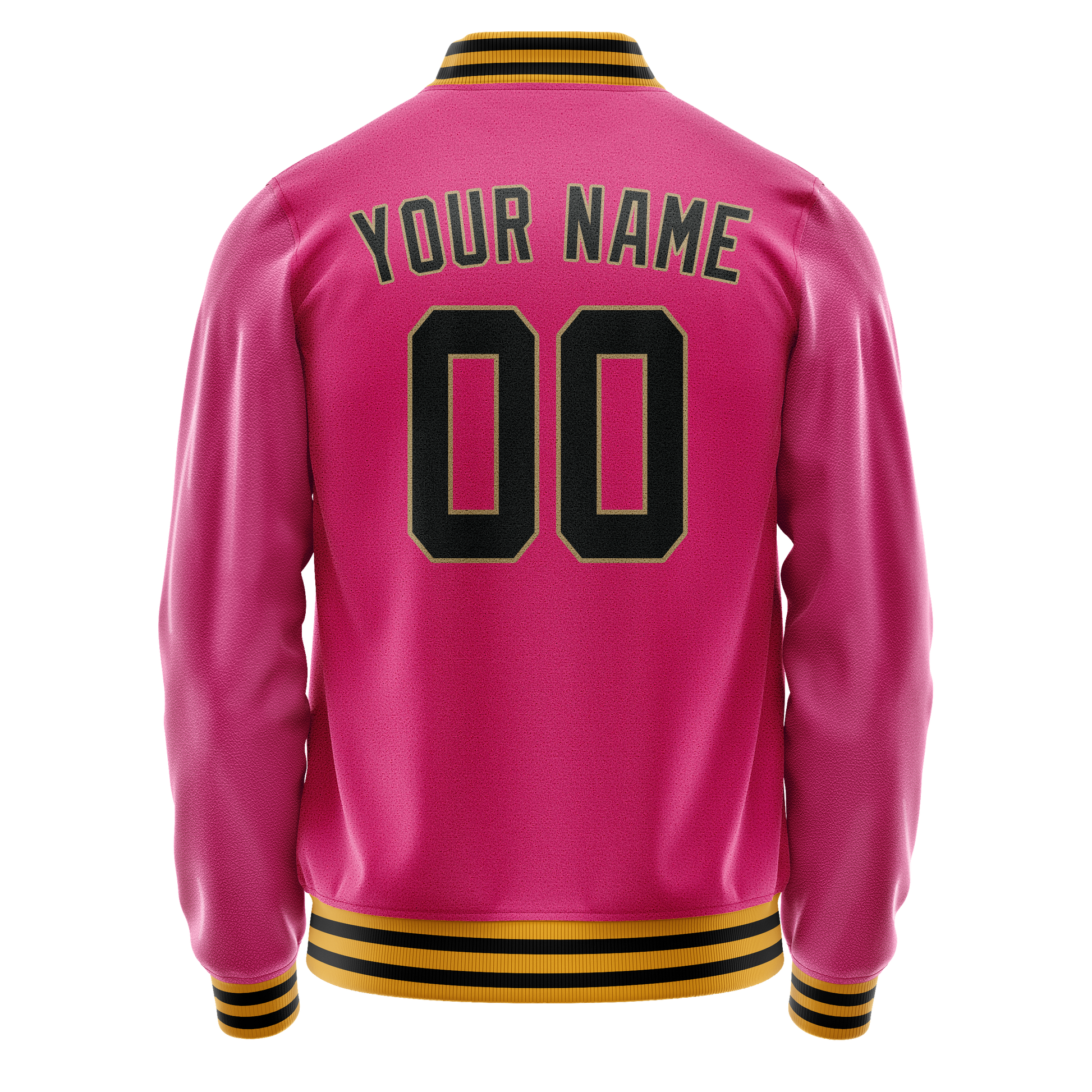 Custom Pink Black Solid Color Varsity Letterman Jacket JA02240617SH314