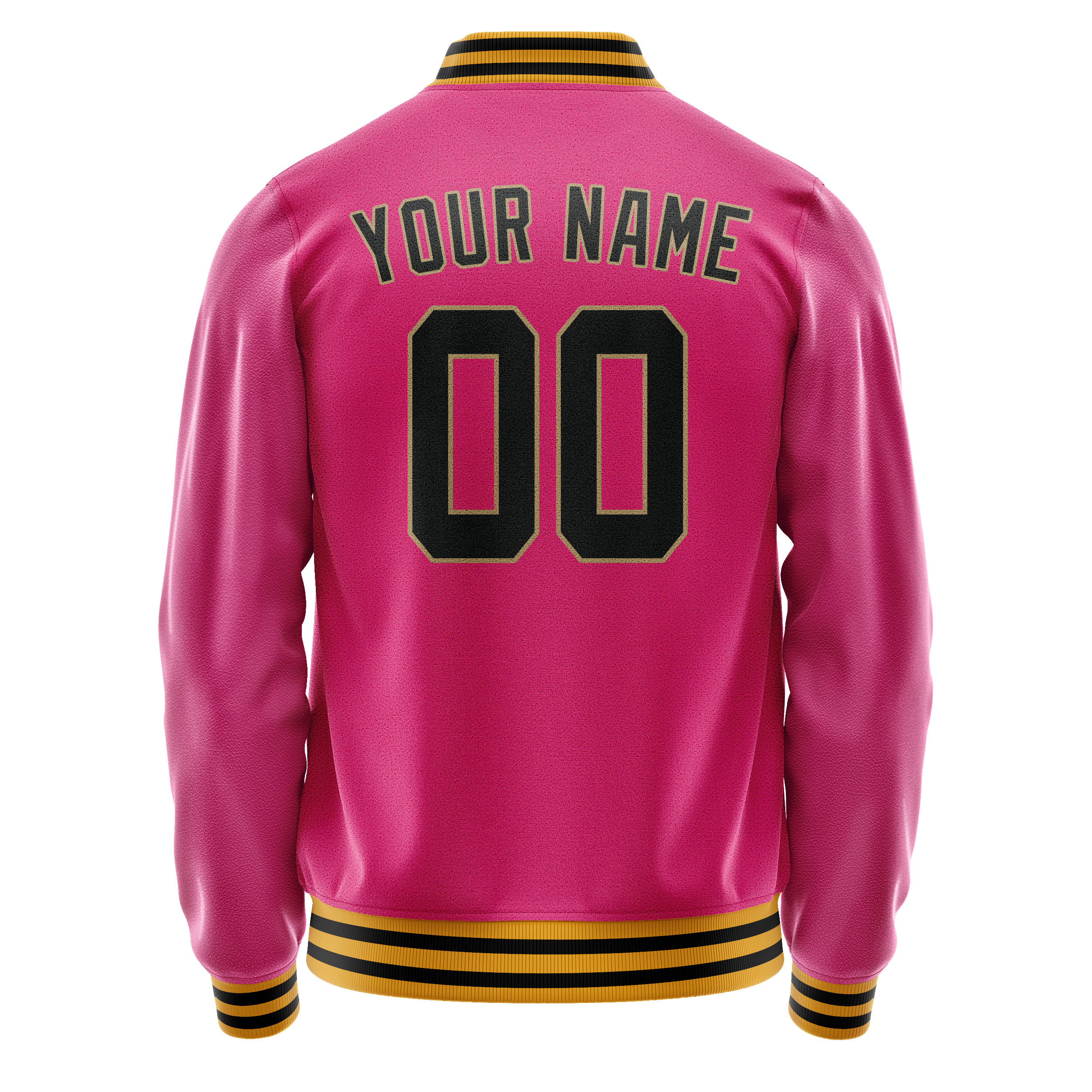 Custom Pink Black Solid Color Varsity Letterman Jacket JA02240617SH314