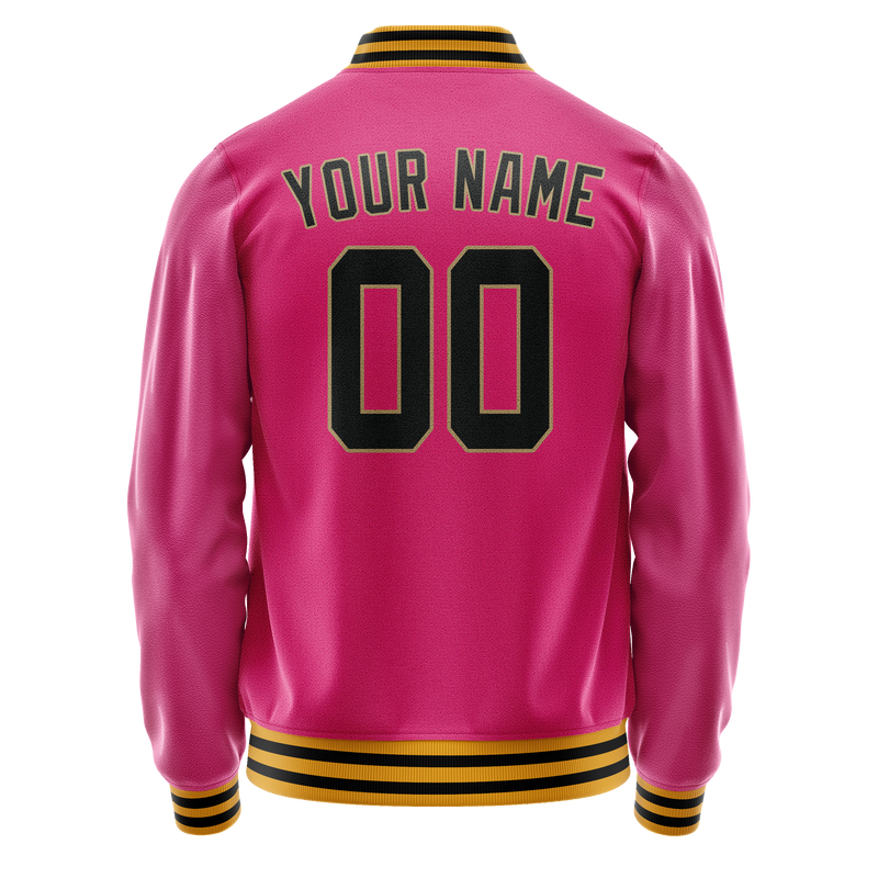 Custom Pink Black Solid Color Varsity Letterman Jacket JA02240617SH314