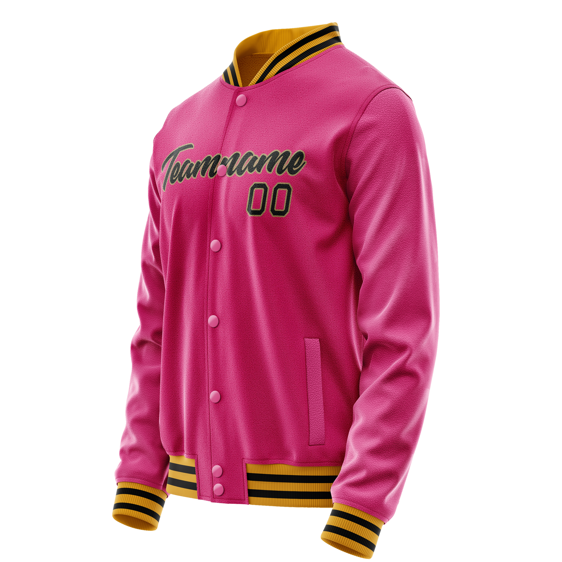 Custom Pink Black Solid Color Varsity Letterman Jacket JA02240617SH314