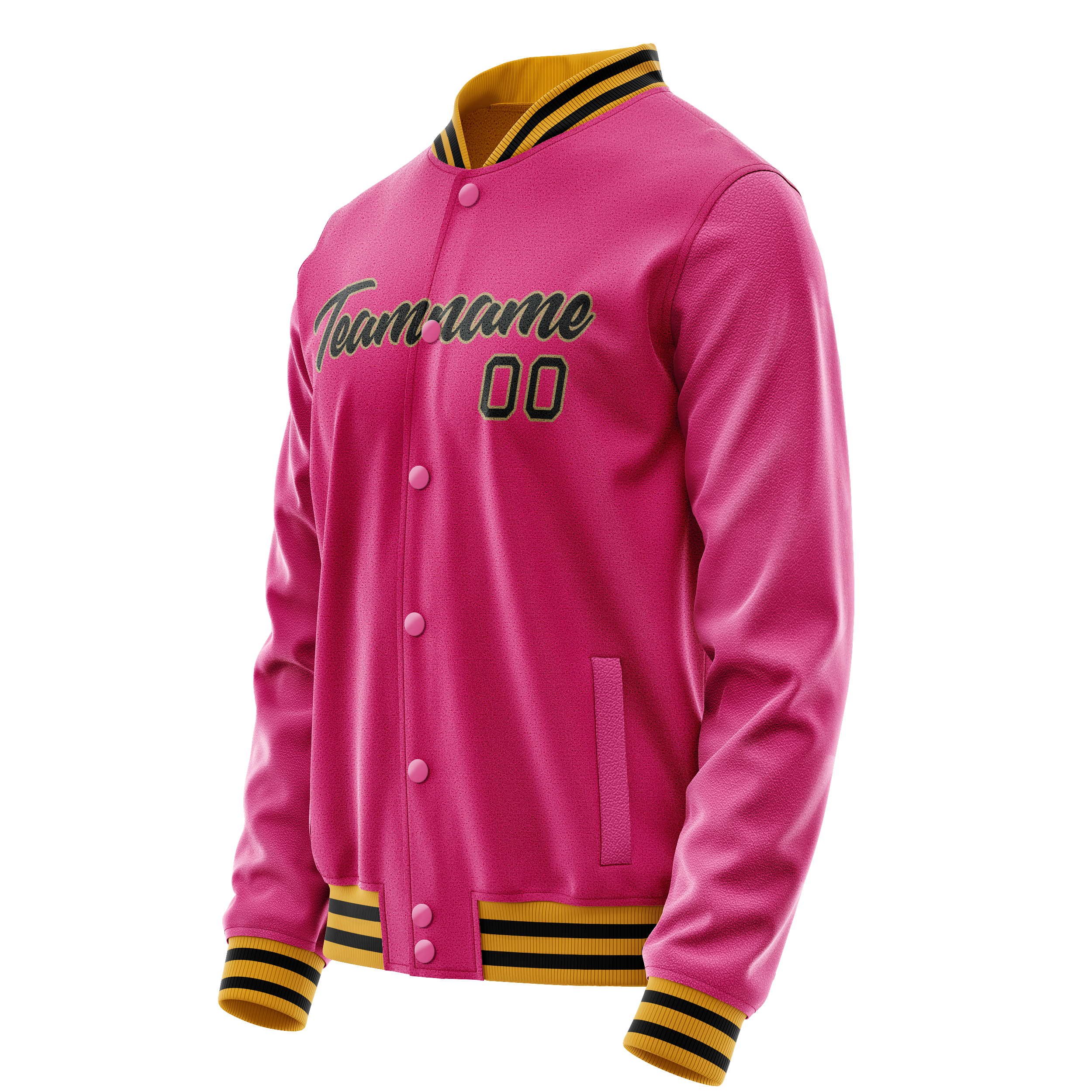 Custom Pink Black Solid Color Varsity Letterman Jacket JA02240617SH314