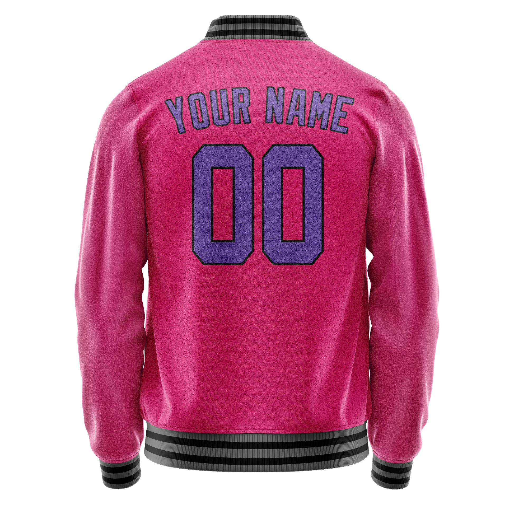 Custom Pink Purple Solid Color Varsity Letterman Jacket JA02240617SH307