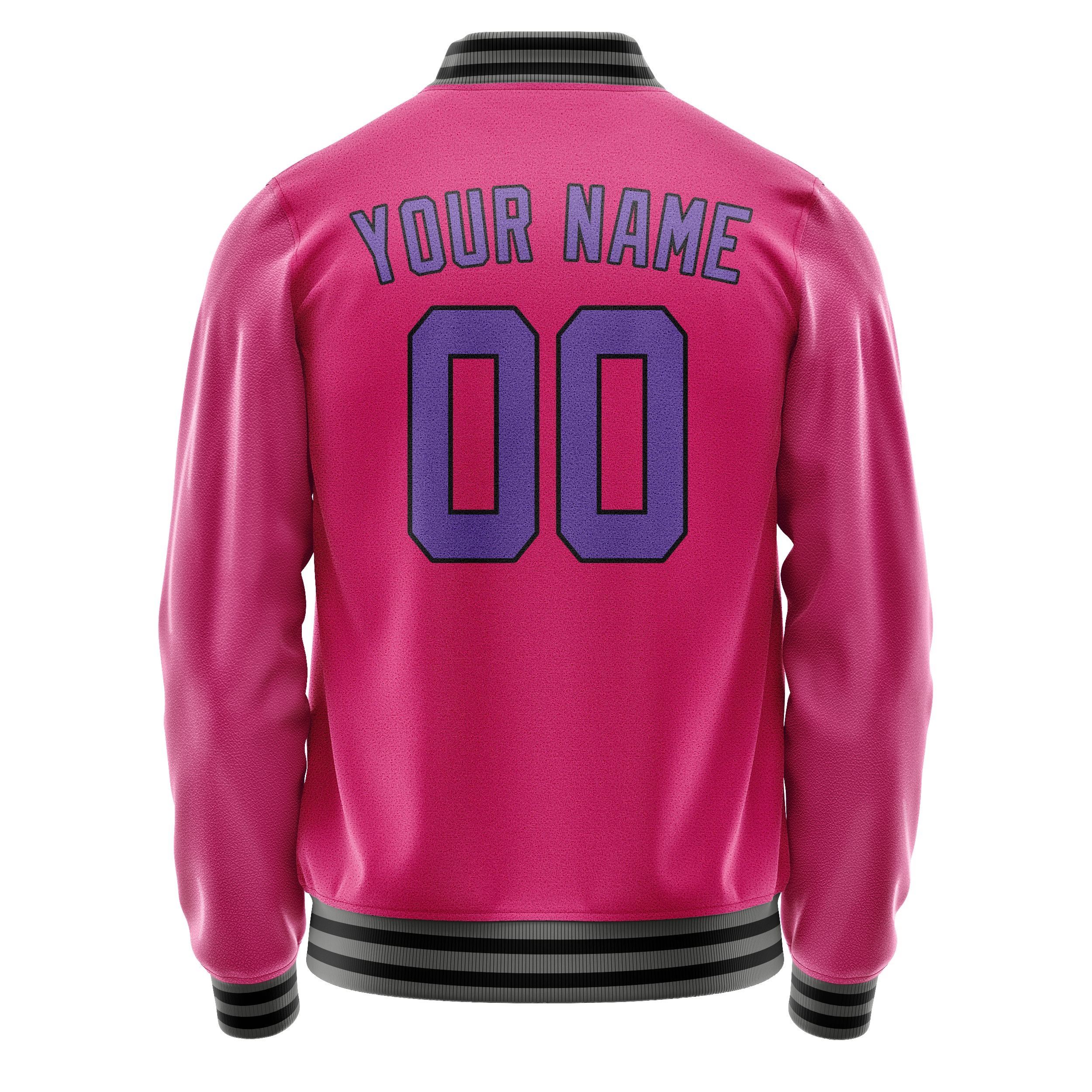 Custom Pink Purple Solid Color Varsity Letterman Jacket JA02240617SH307