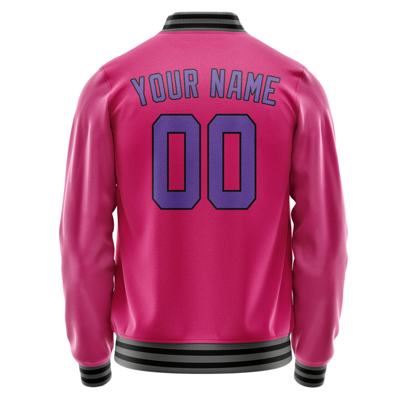 Custom Pink Purple Solid Color Varsity Letterman Jacket JA02240617SH307