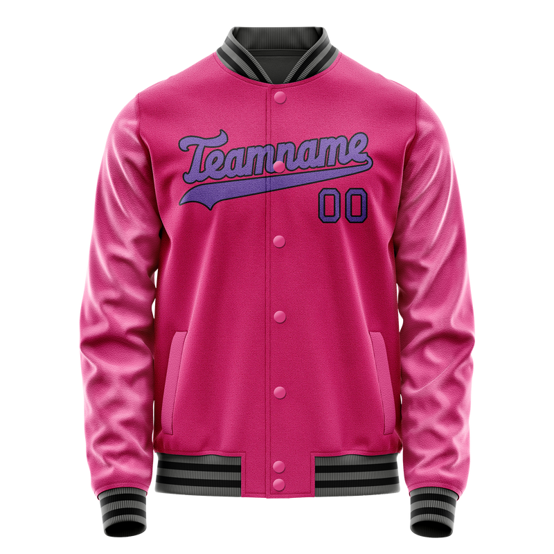 Custom Pink Purple Solid Color Varsity Letterman Jacket JA02240617SH307