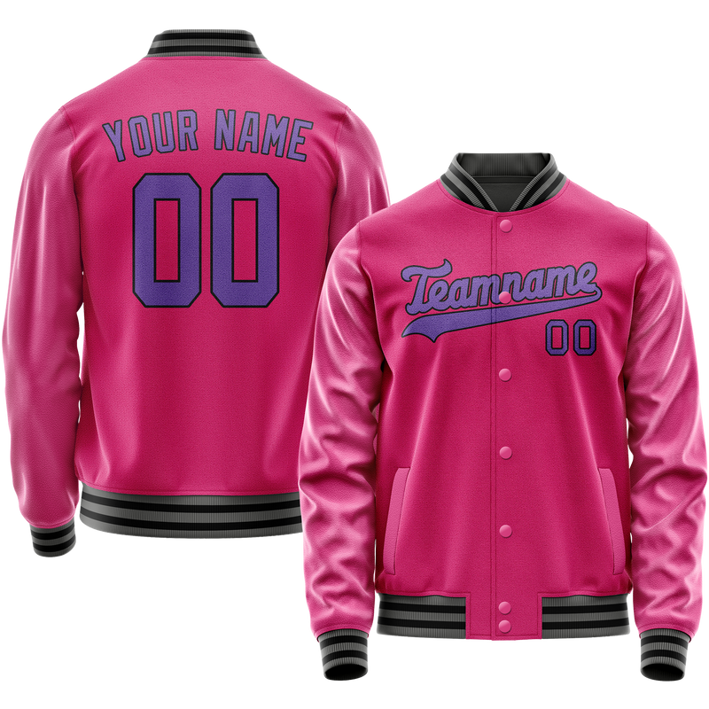 Custom Pink Purple Solid Color Varsity Letterman Jacket JA02240617SH307