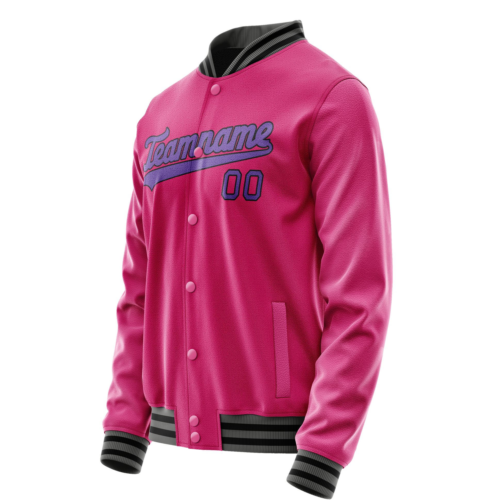 Custom Pink Purple Solid Color Varsity Letterman Jacket JA02240617SH307