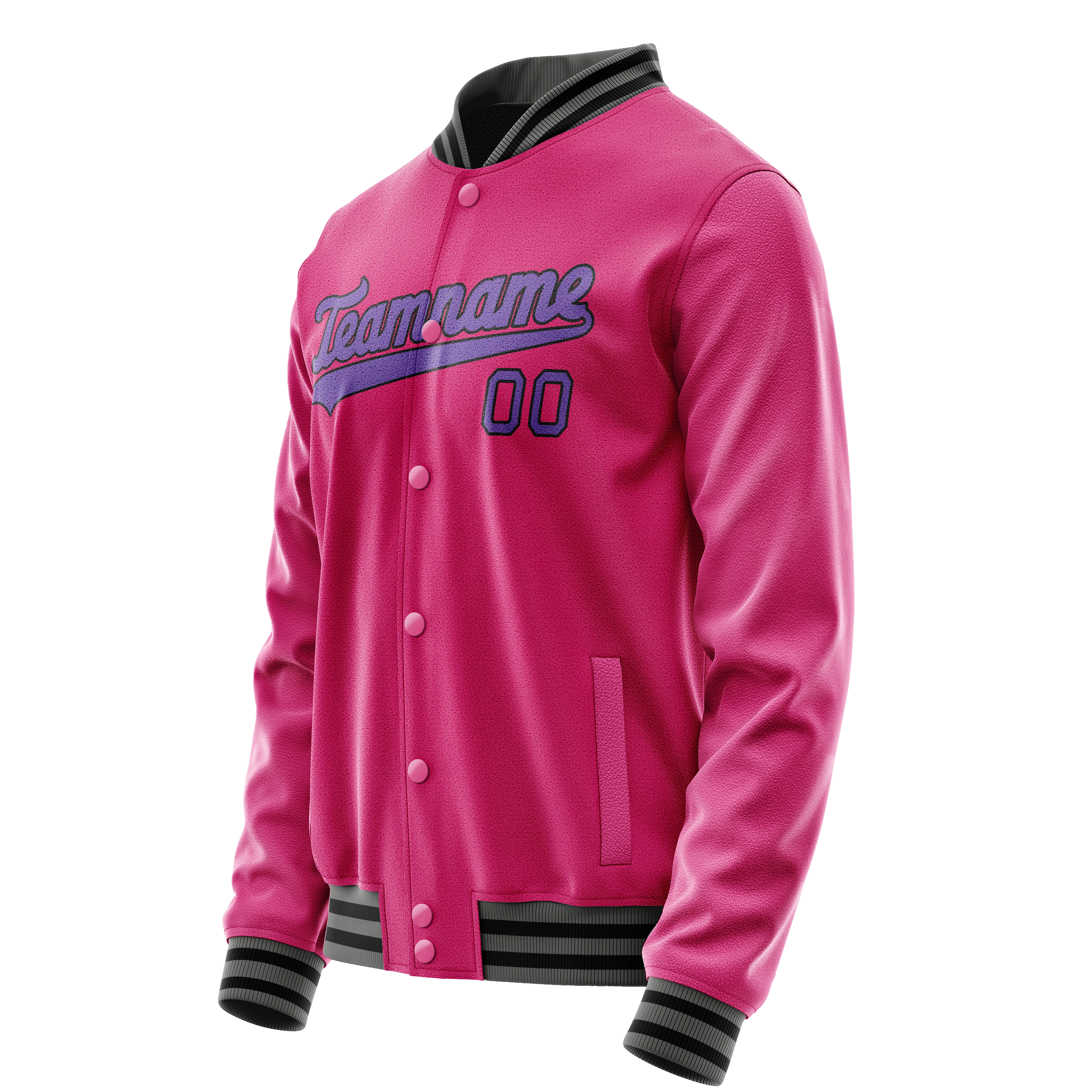 Custom Pink Purple Solid Color Varsity Letterman Jacket JA02240617SH307
