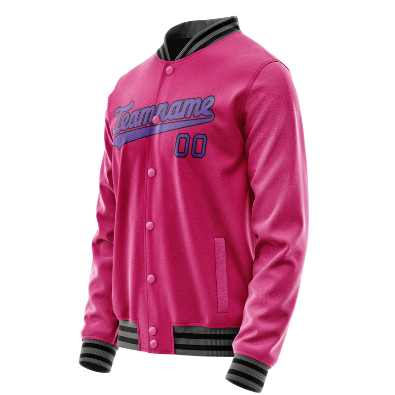 Custom Pink Purple Solid Color Varsity Letterman Jacket JA02240617SH307