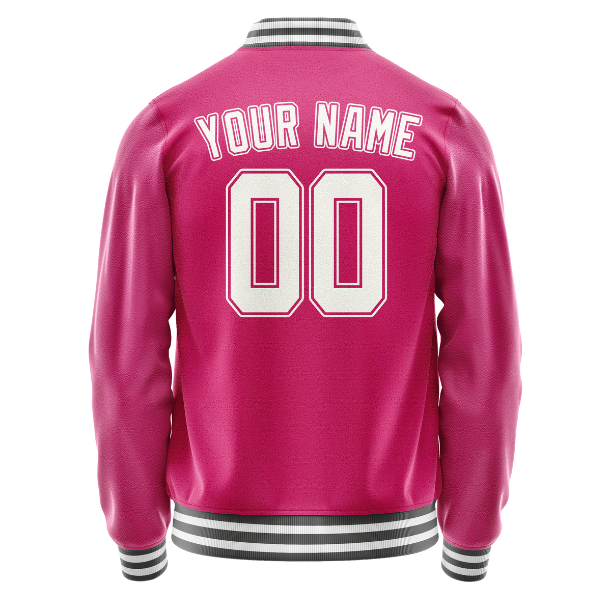 Custom Pink White Solid Color Varsity Letterman Jacket JA02240617SH324
