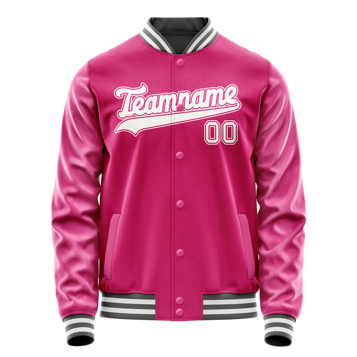 Custom Pink White Solid Color Varsity Letterman Jacket JA02240617SH324