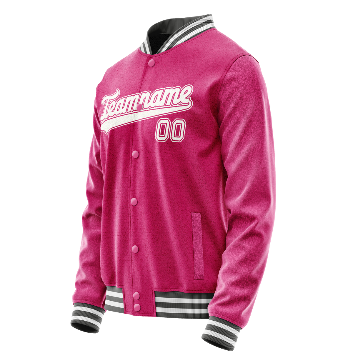 Custom Pink White Solid Color Varsity Letterman Jacket JA02240617SH324