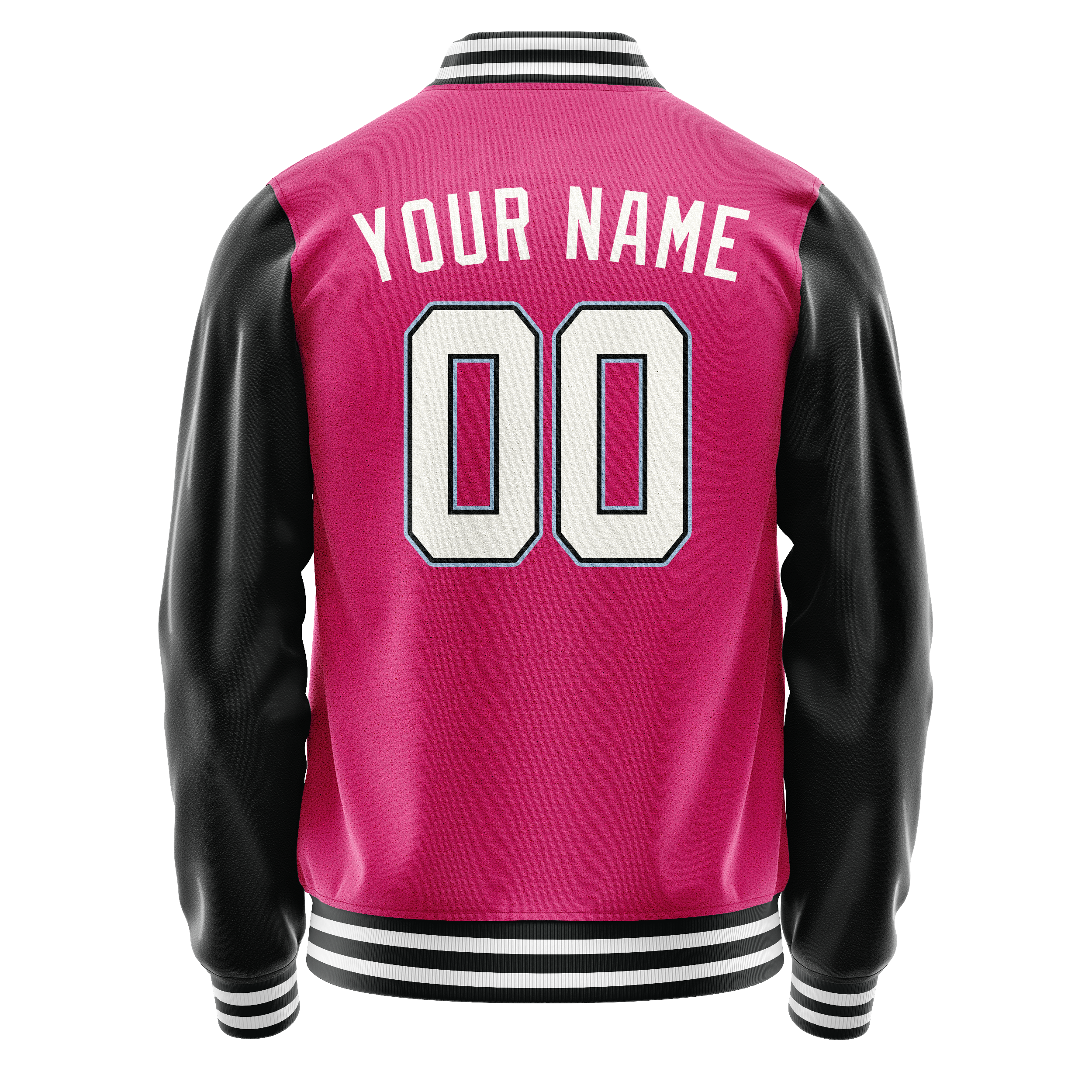 Custom Pink Black Solid Color Varsity Letterman Jacket JA02240617SH312