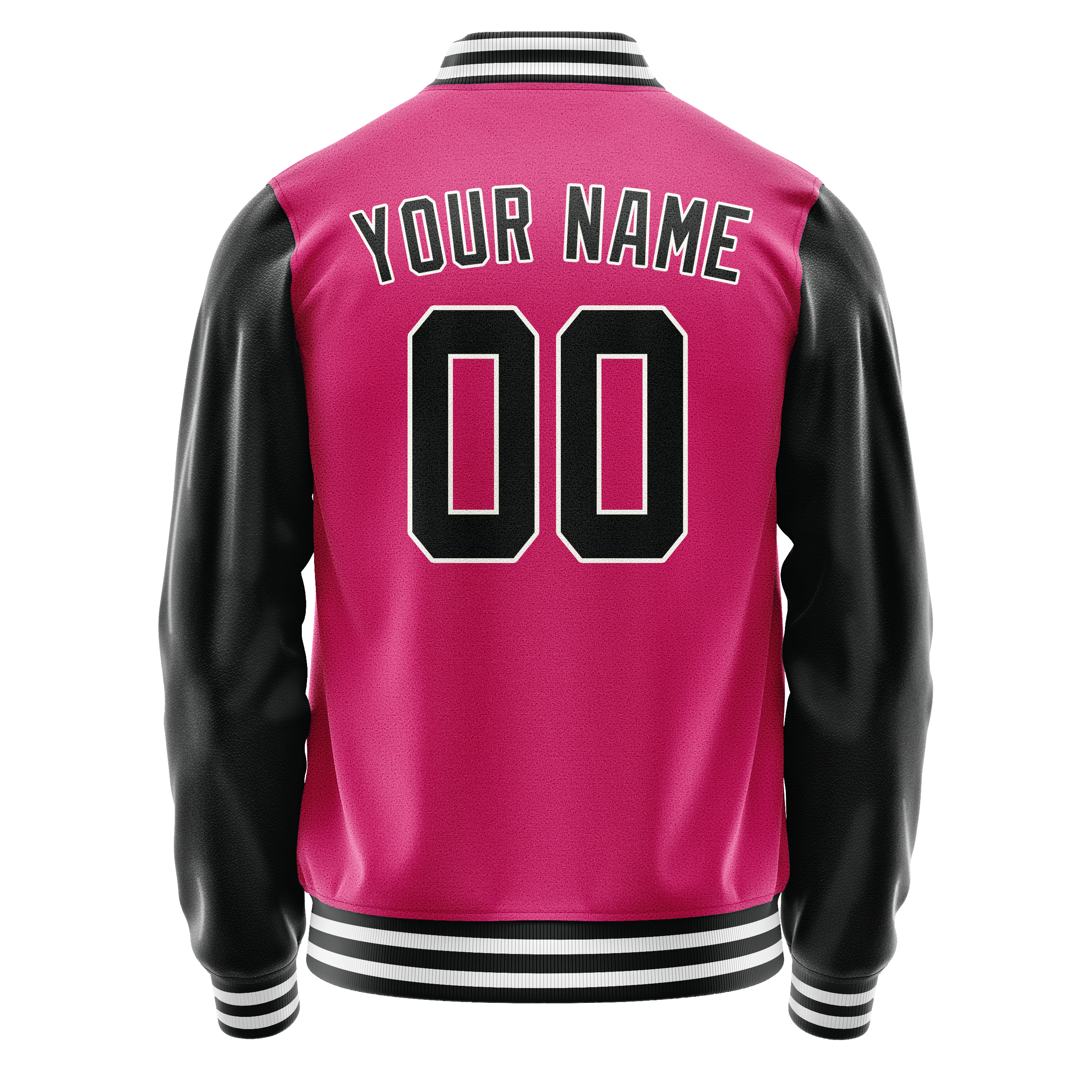 Custom Pink Black Solid Color Varsity Letterman Jacket JA02240617SH323